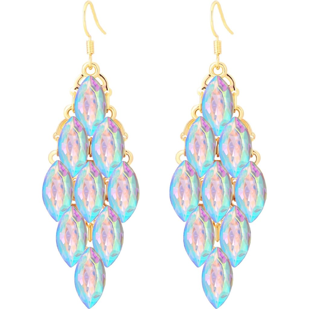 Austrian Crystal Dangle Oversized Earrings For Women 14k Glod Jewelry